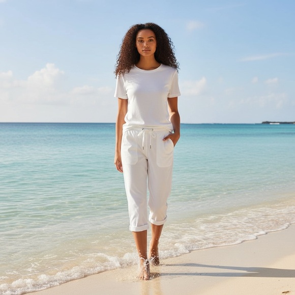 Pure White Linen Pants - Picture 4 of 10